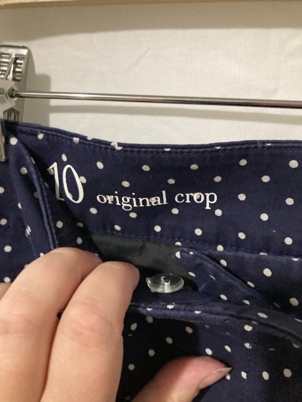 Loft Womens 10 Original Crop Blue Polka Dot Classic Prep Summer Chic Comfort - Picture 2 of 10